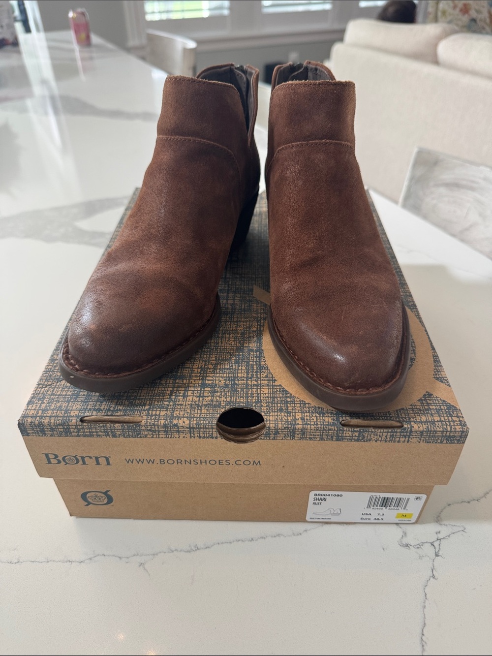 Born Chestnut Brown Suede Ankle Booties